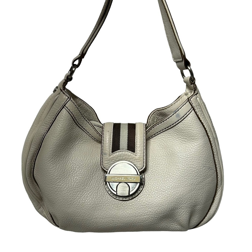 MICHAEL Michael Kors White Pebble Leather Top Handle Handbag